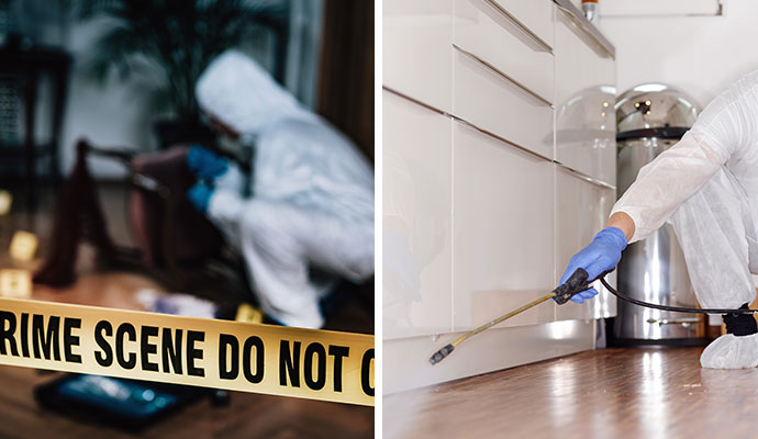 Collage of biohazard cleanup services