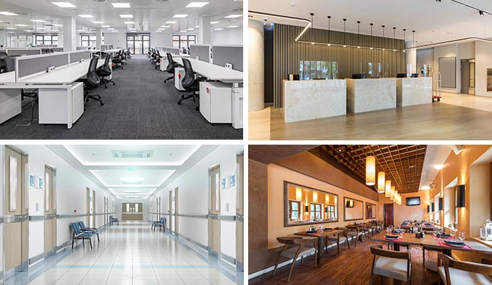 Collage of clean commercial places Collage of clean commercial places