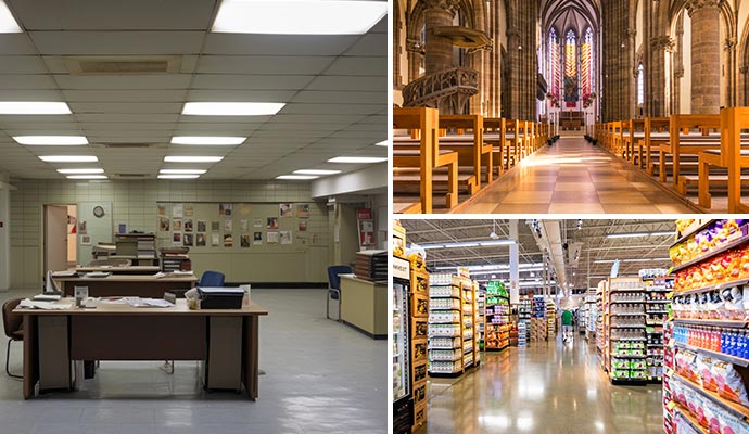 Collage of different commercial space