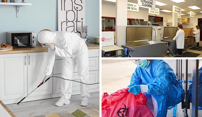 Disinfecting, content restoration and biohazard cleanup services
