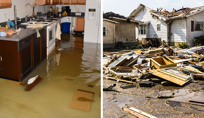 Collage of flood and storm damage