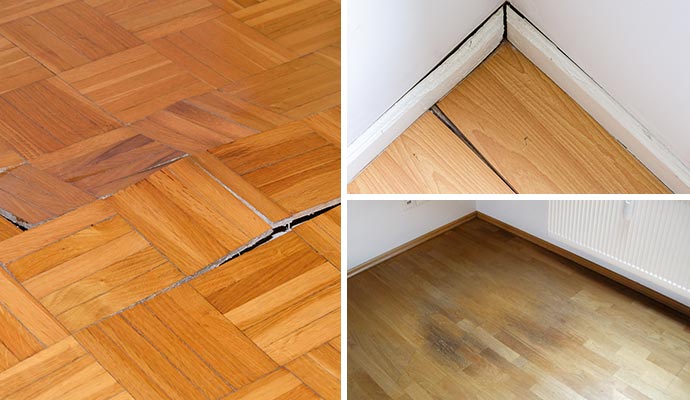 Collage of floor damage