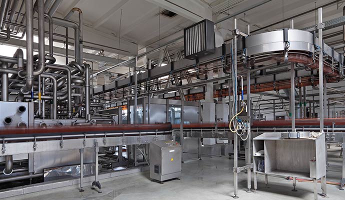 Clean interior of a food production facility