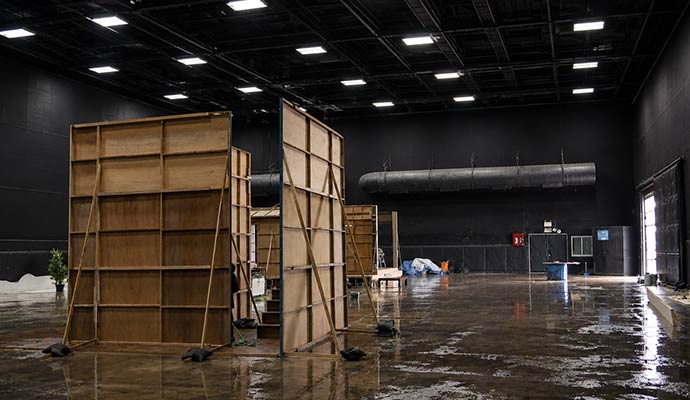 Empty soundstage film studio