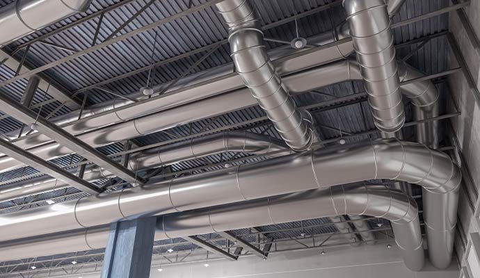 Exposed ceiling air ducts