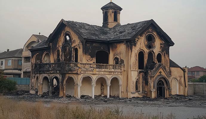 Fire damaged church