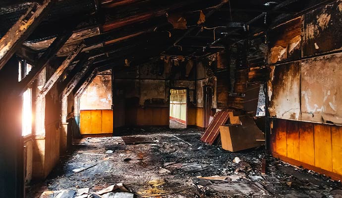 Fire damaged interior