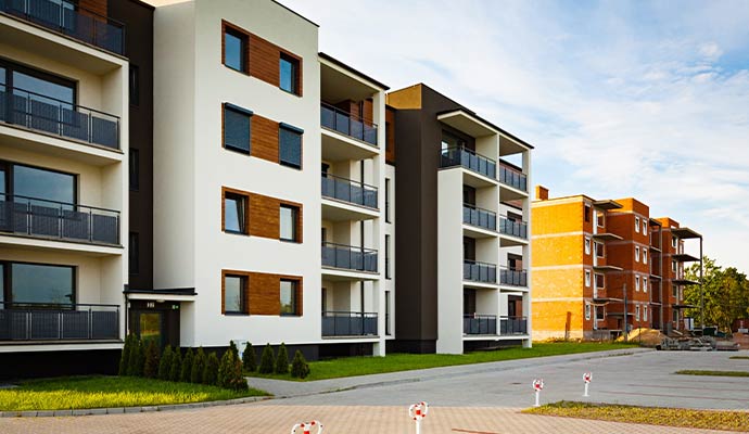 Modern apartment buildings exterior
