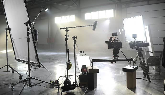 Professional film equipment setup