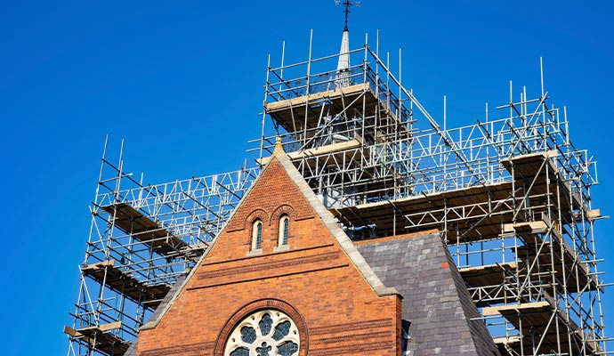 Reconstruction of a church on progress