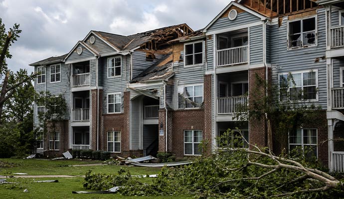 Wind damaged apartment