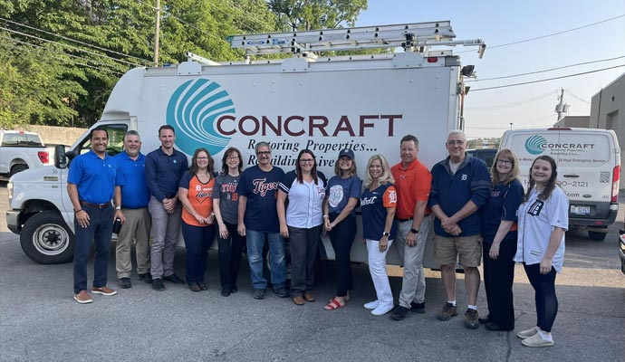 Concraft servicing team with their vehicles