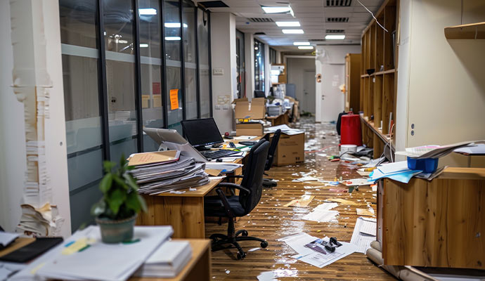 Documents scattered in an office