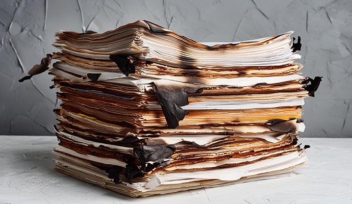 Pile of burned documents