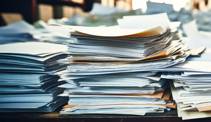 Pile of office paperwork