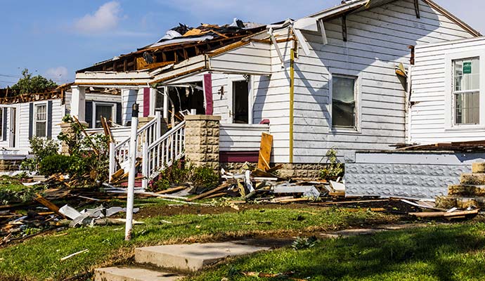 Damaged property by tornado