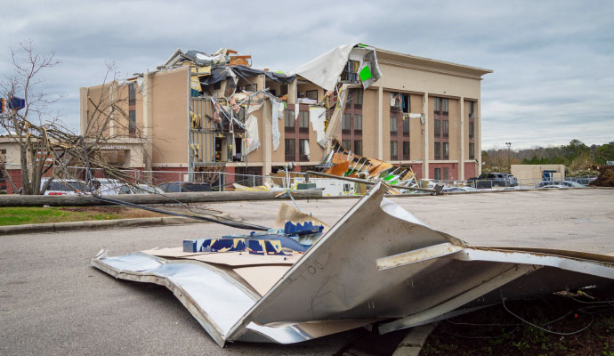 Disaster damaged building