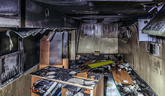 Visible fire Soot marks in wall