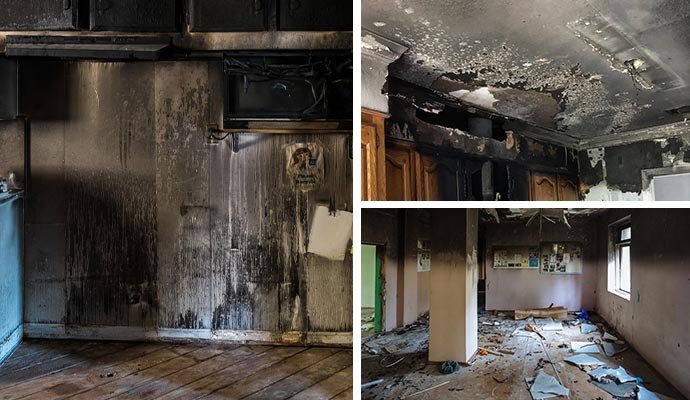 Collage of soot damage in different surfaces Collage of soot damage in different surfaces