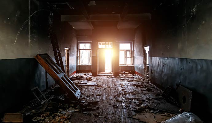 Fire damaged office