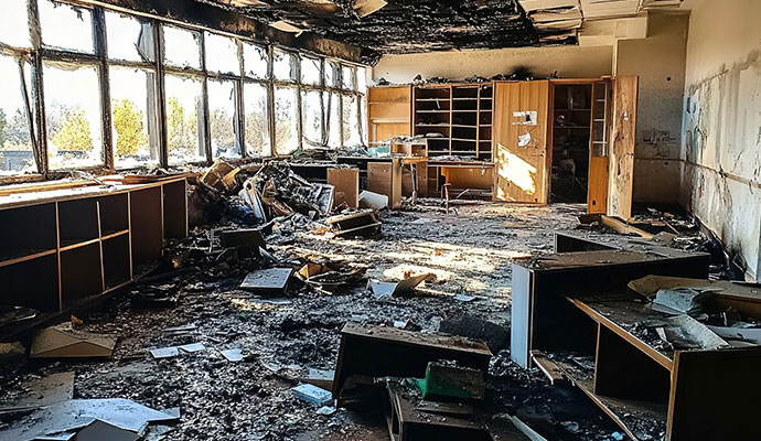 Fire destruction aftermath