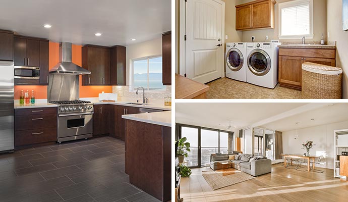 Fully restored residential interior spaces