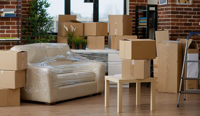 Furniture and belongings packed for contents pack out