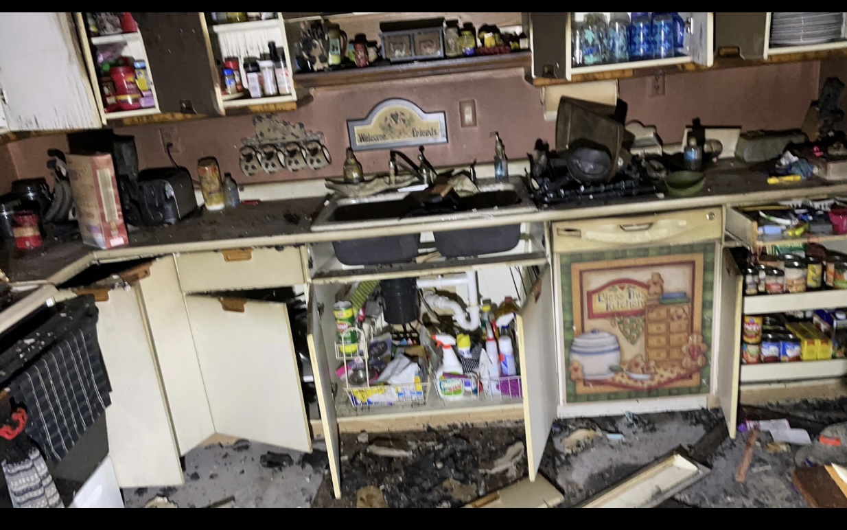 Kitchen after the fire loss 