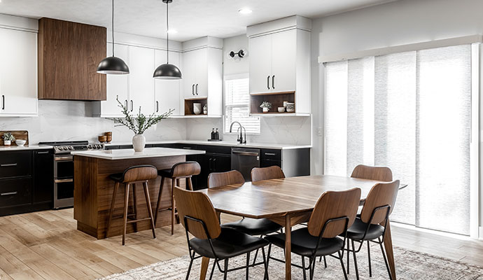 Modern kitchen dining area