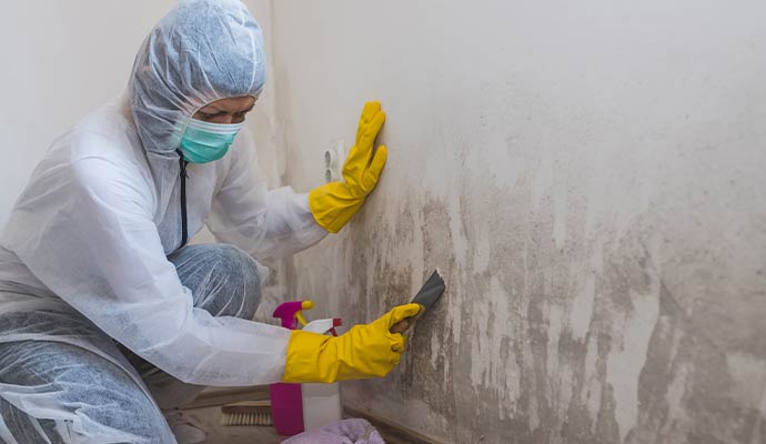 Professional cleaning mold from wall
