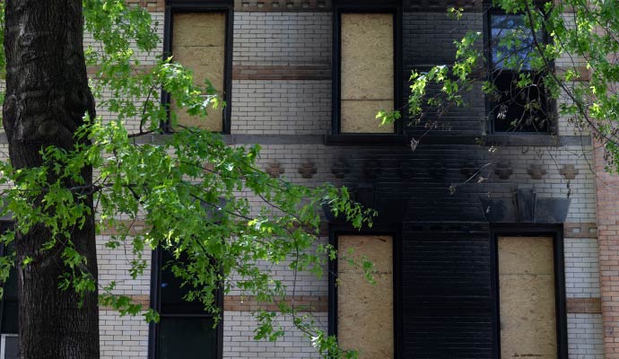 Protective board up house