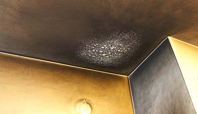 Smoke and soot damage on ceiling