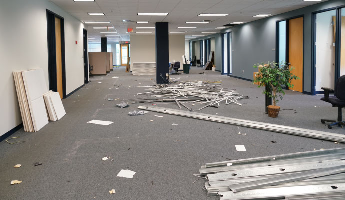 Structurally damaged interior of a government building