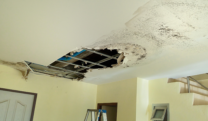 Structural damage on ceiling 