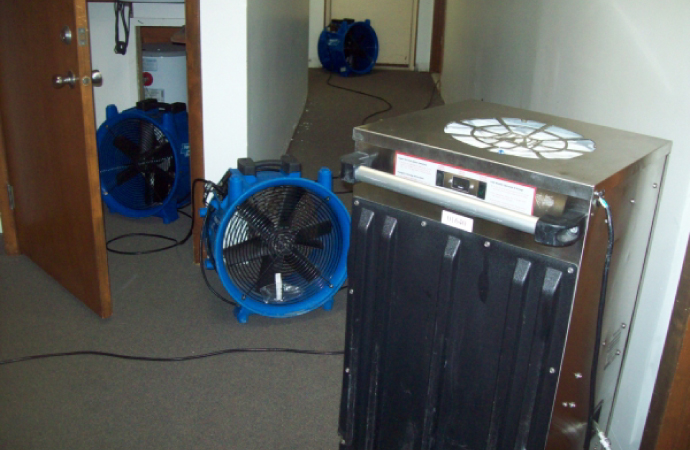 water damage restoration using professional equipments