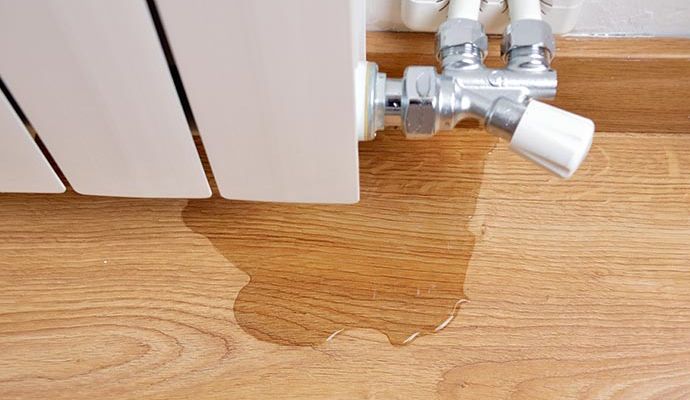 Water damaged floor due to plumbing issue