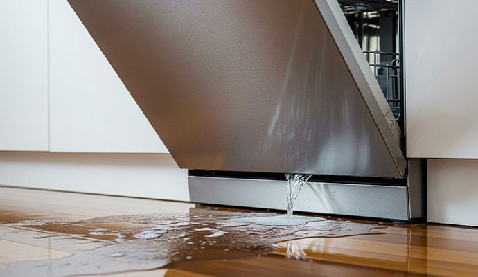 Water overflow from dishwasher