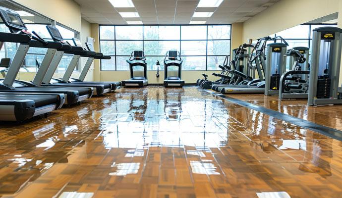 Water damaged gym floor