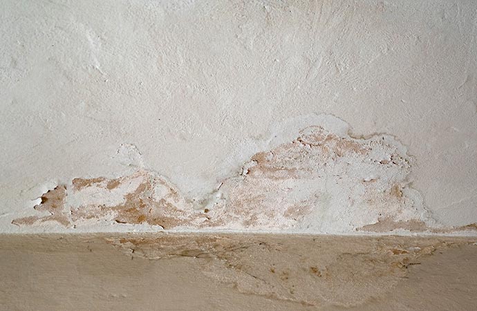 Water leak home wall warping damage